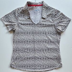 Adidas Climacool brown geo print short sleeve golf athletic‎ polo women’s medium